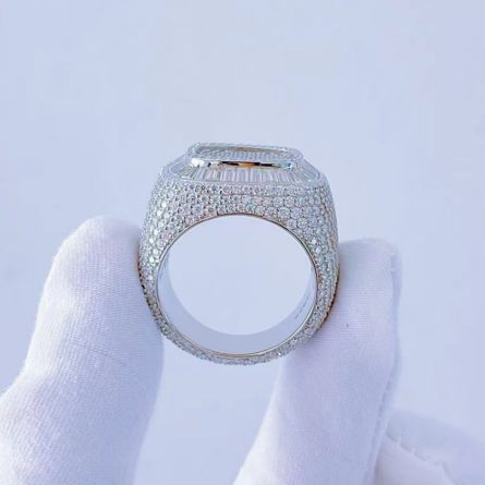 European And American Hot-Selling Square Full-Set Mossanite Hip-Hop Ring Hiphop Personality Trendy Men Diamond-Set Gold-Plated Full-Diamond Ring - Image 3