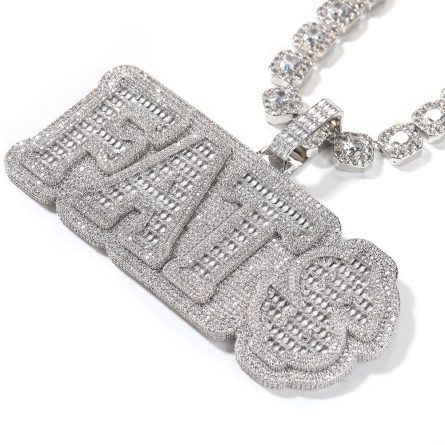 Fats Letter Pendant European And American Foreign Trade S925 Sterling Silver Mossanzircon Hip-Hop Pendant Men'S Trendy Pendant Pendant Tag - Image 5